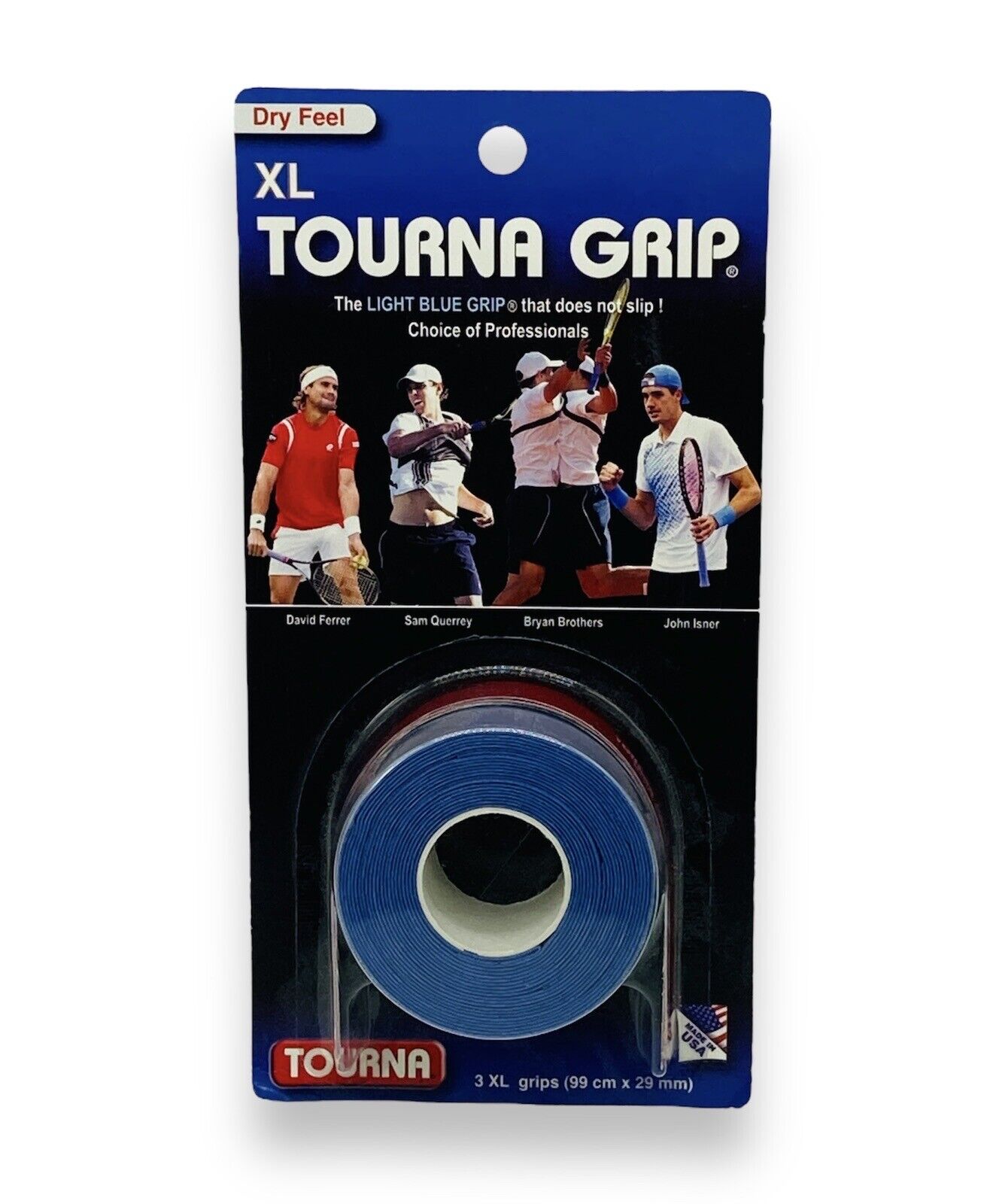 Tourna Grip XXL Absorption Maximale Sensation Sèche Tourna Grip XL Original Dry Feel Tennis Grip - 10 Pack Light Blue For Remplacement Grip Raquette Confort